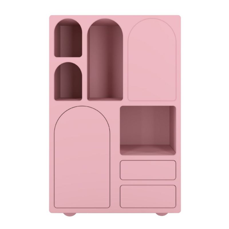 Drewniana komoda z łukami Visby OLIMPIA high różowa 1 szt.