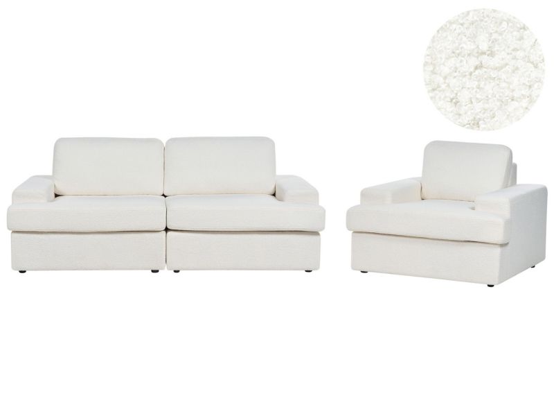 Komplet wypoczynkowy boucle 4-osobowy biały Alla 1 kpl