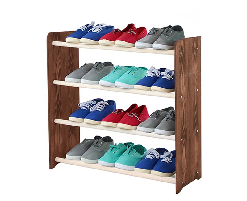 Regał na buty MODO24 drewniany 4 półki szerokość 65 cm brąz-biel 1 szt.