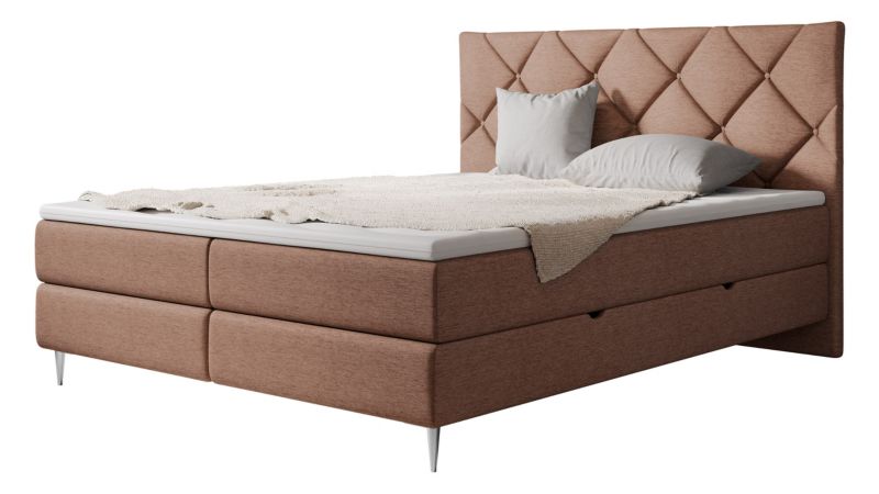 Łóżko kontynentalne MIRJAN 24 Letra 140x200 cm róż indyjski/nogi chrom 1 szt.