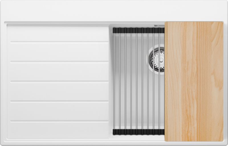 Zlewozmywak Sydney PRIMAGRAN Nablatowy 78x50cm do szafki od 45cm, Biały + Syfon + Akcesoria, S223, 1 szt.