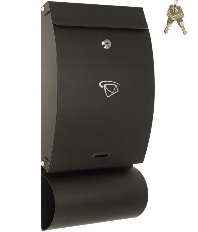 Skrzynka FEINZ Na Listy Pocztowa Wrzutnik Gazetnik 46 X 25 Cm Duża Czarna 1 szt.