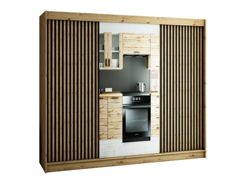 Szafa przesuwna Garderoba Abiks Lamelo 2 250 artisan + czarny 1 szt.