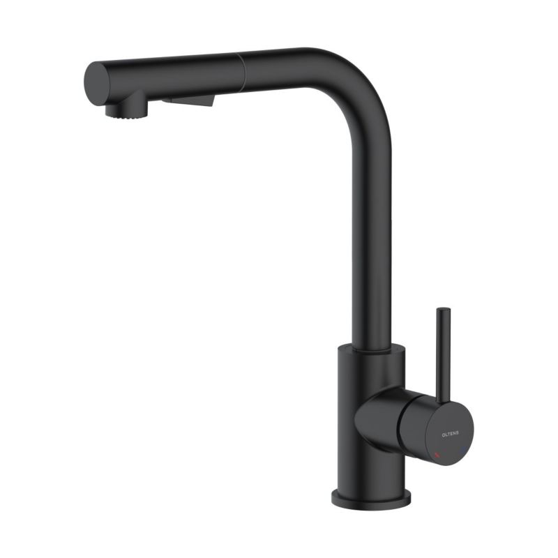 Bateria kuchenna Oltens Myvat wyciągana wylewka czarny mat obrotowa 1 szt.
