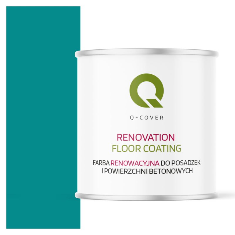 Farba Renowacyjna do Posadzek i Powierzchni Betonowych Q-Cover Niebieski Turkusowy RAL5018 Satyna 2.5L