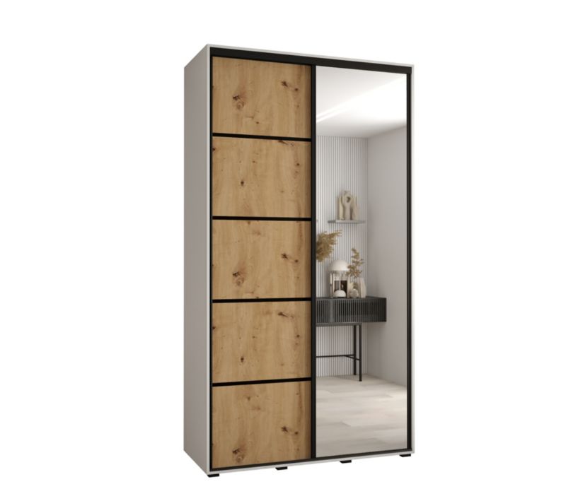 Szafa przesuwna Abiks DAVOS 5 wysoka szer.130cm gł.45cm biały/artisan/czarny 1szt.