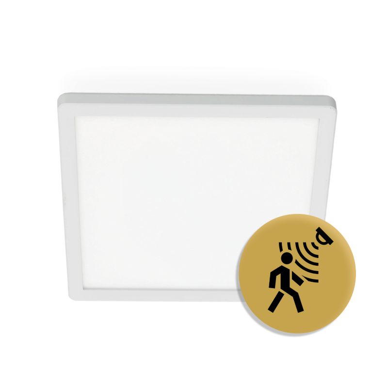 Plafon LED Kobi kwadrat 12w 3cct z czujnikiem ruchu IP54 biały 1szt.