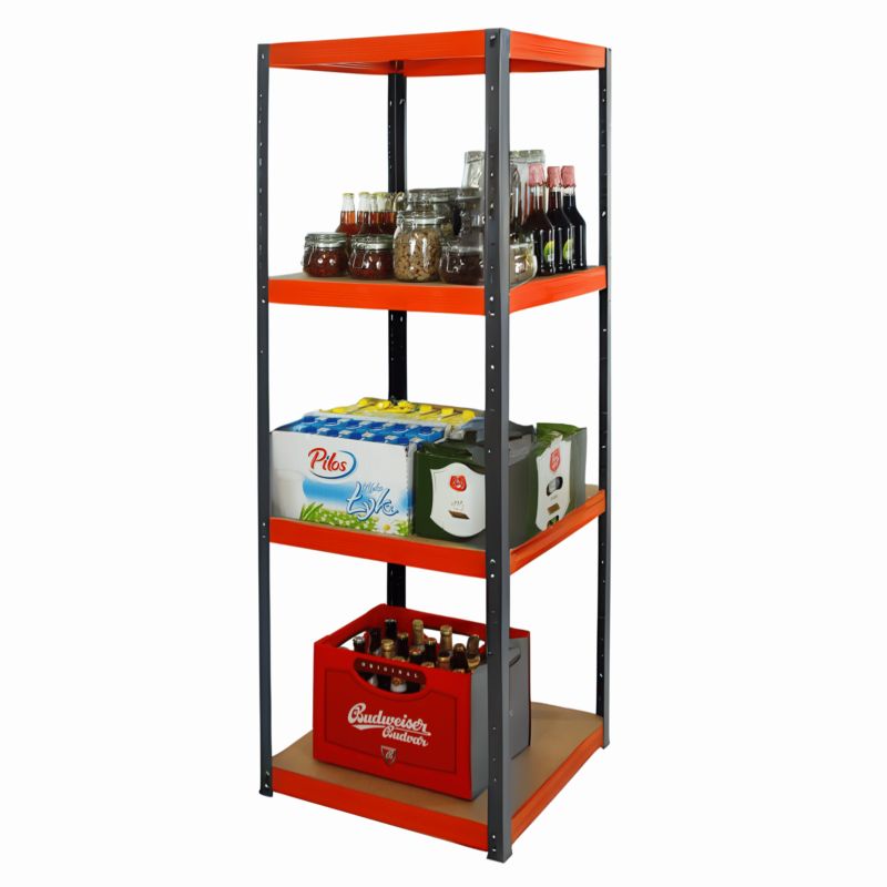 Regał metalowy MODO24 magazynowy garażowy grafitowo-pomarańczowy helios 180x30x30cm 4 półki po 175 kg 1 szt.