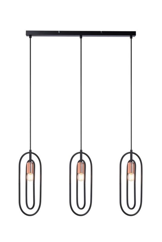 Lampa wisząca Rabalux Rovier 2647 czarny matowa-miedź nowoczesna 3xE27 x 1 szt.