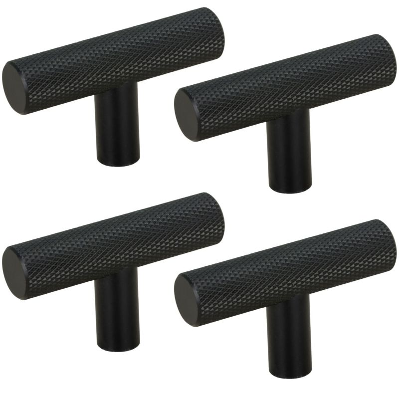 Gałka meblowa B&B reling ryflowana metalowa czarna 4 szt