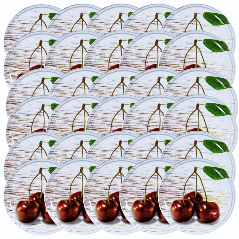 Pokrywki MODO24 wzór wiśnia dekielki zakrętki nakrętki wieczka wieka 82mm 30 szt