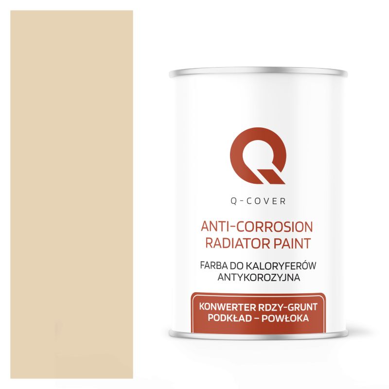 Farba do Kaloryferów Antykorozyjna Q-Cover Kremowo beżowy RAL1015 Wysoki Połysk 1L