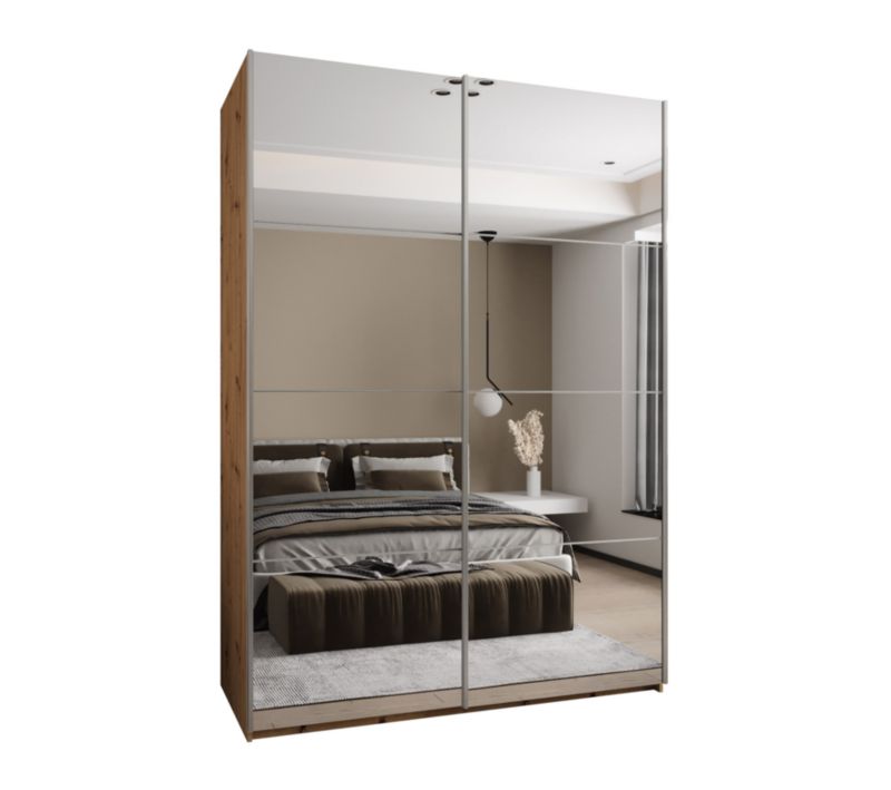 Szafa przesuwna Abiks LUX 2 wysoka szer.180cm artisan/biały/srebrny 1szt.