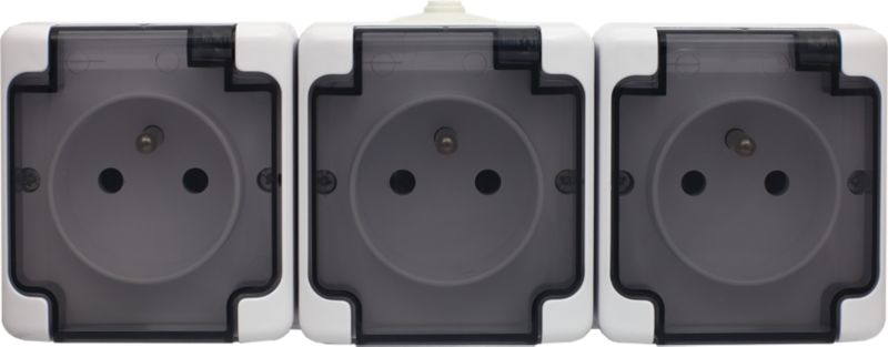 Gniazdo potrójne Kos hermetyczne natynkowe z uziemieniem IP54 białe 1 szt.