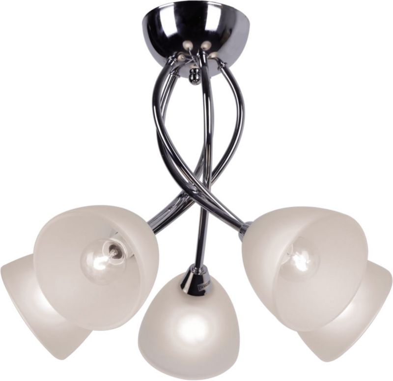 Lampa sufitowa wisząca Kaja Fama chromowana biała wym: 37 x 44 x 44 cm 5xE14 x 40W 1 szt.