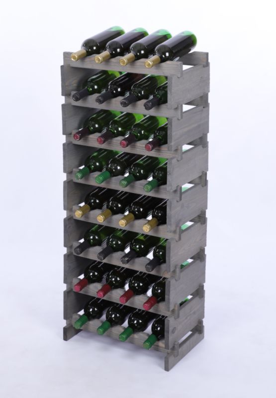 Stojak na wino MODO24 regał modułowy na butelki 8 leżni x 4 butelki montaż bez narzędzi impregnacja szara 1 szt.