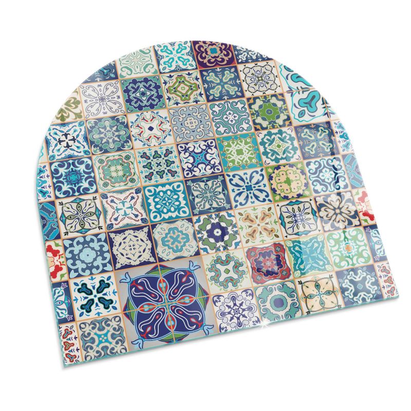 Podkładka szklana półowalna Tulup 100x100 cm Wzory mozaikowe na płytkach 1 szt.