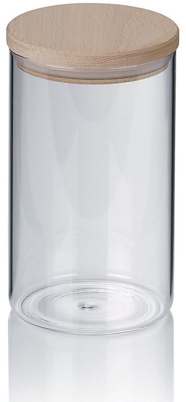 Pojemnik Kela Amelie 1l transparentny-beżowy szkło z pokrywą drewnianą 1 szt.