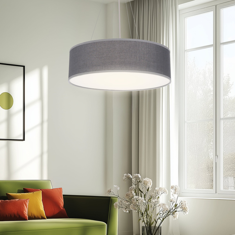 Szara lampa wisząca okrągła regulowana do salonu KIOTO 40 cm