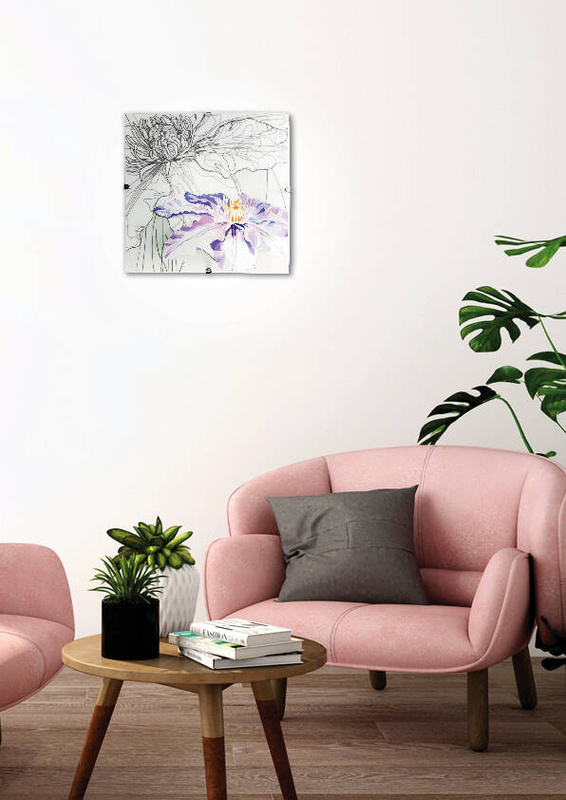 Fioletowy plafon sufitowy 30 cm do salonu SPRING szkło metal