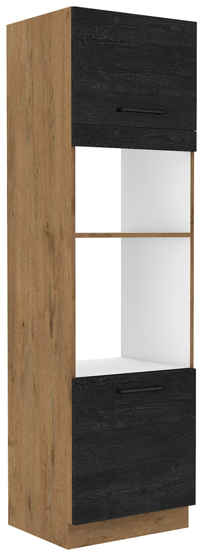 Słupek kuchenny do zabudowy lodówki i mikrofali 60 cm VIKI ciemne drewno