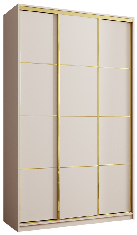 Beżowa szafa przesuwna 150 cm z szufladami GOLD NEW MAX