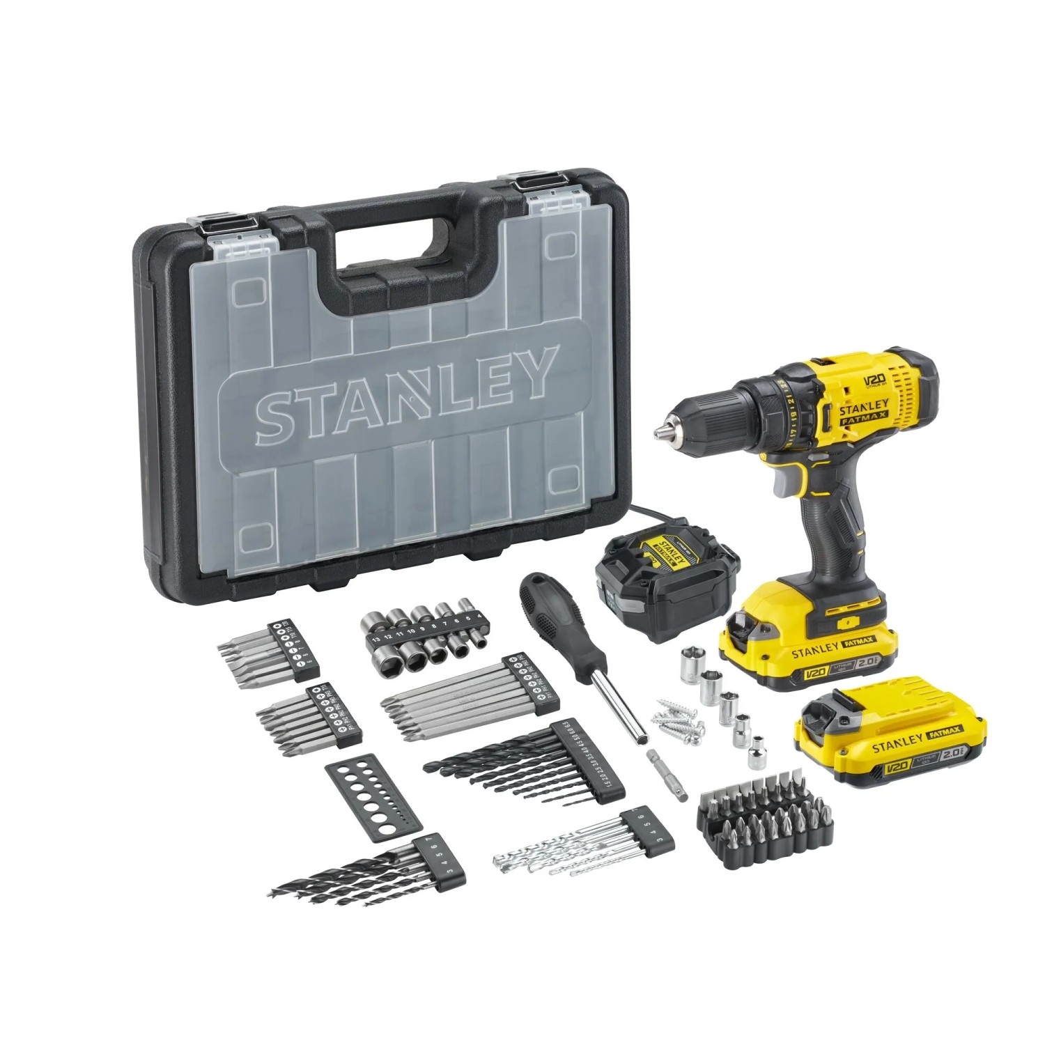 Stanley FatMax Wiertarko-wkrętarka SFMCD700D2A-QW 18V 2x2,0 Ah + akcesoria