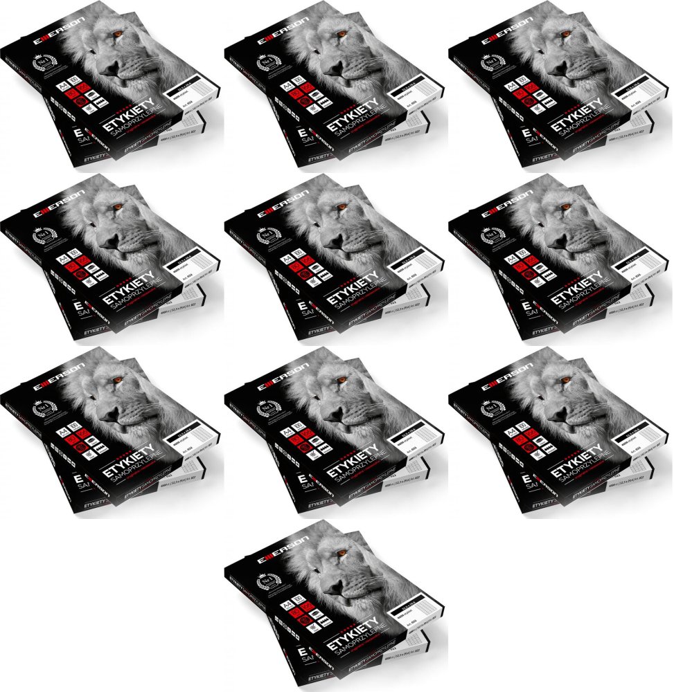 10x Etykiety samoprzylepne Emerson, 70x42.3 mm, 100 arkuszy, biały