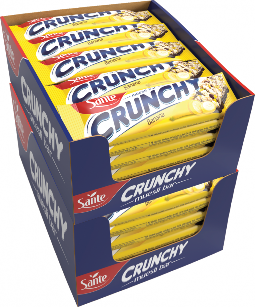 2x Baton Sante Crunchy, bananowy w polewie czekoladowej, 40g, 25 sztuk