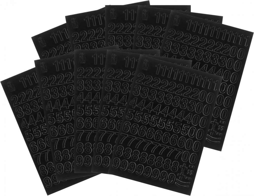 10x Cyfry samoprzylepne, 1.5 cm, czarny