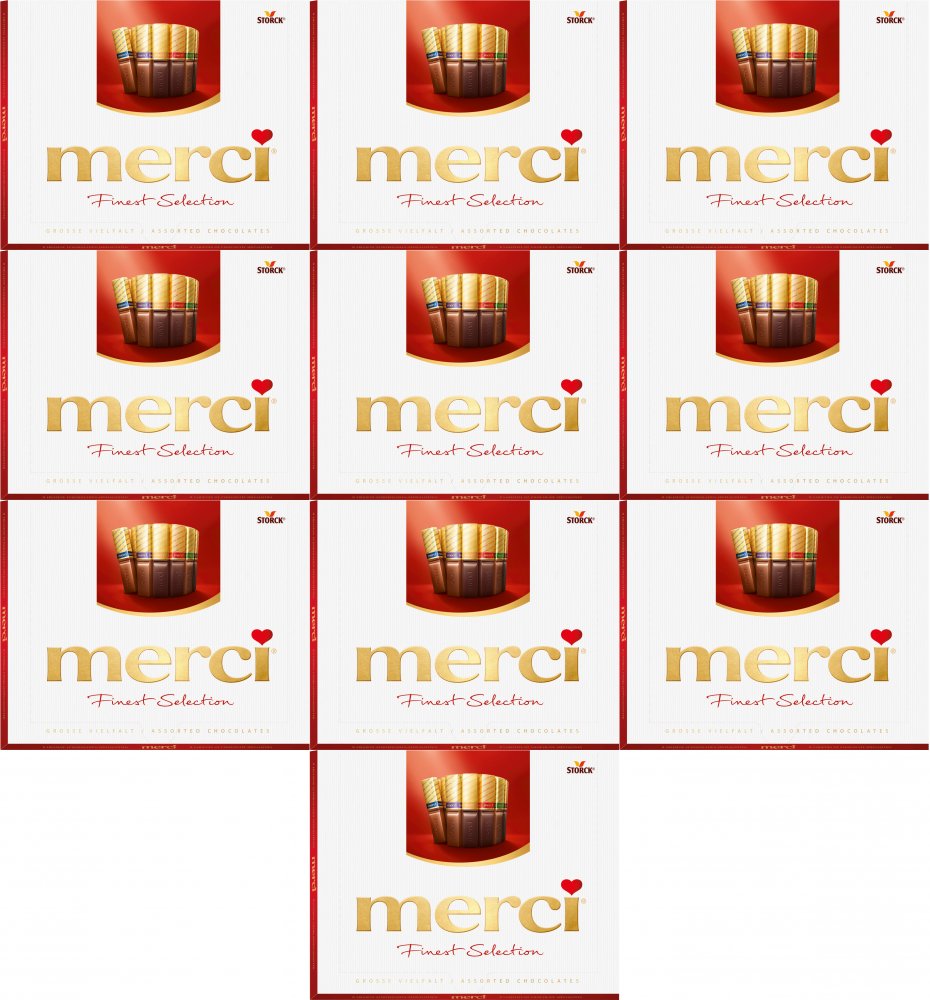 10x Bombonierka Merci Finest Selection, czekoladowa kolekcja, 250g