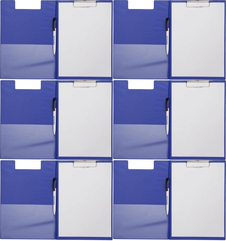 6x Clipboard Maul, z okładką, A4, niebieski