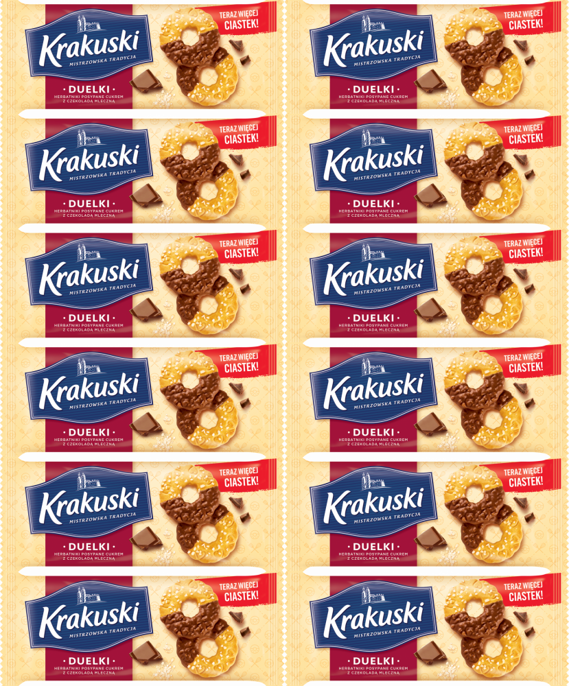 12x Herbatniki Krakuski Duelki, z czekoladą, 181g