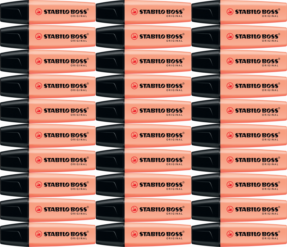 30x Zakreślacz Stabilo Boss Original 70/126, ścięta, pastelowy pomarańczowy
