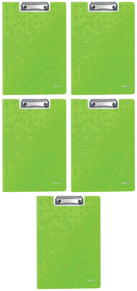 5x Clipboard Leitz Wow, z okładką, A4, zielony