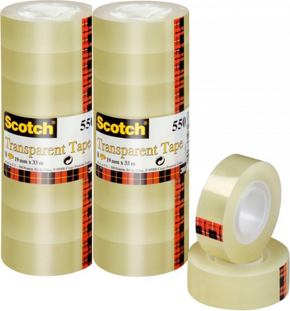 2x Taśma klejąca Scotch 550, 19mmx33m , 8 sztuk, przezroczysty