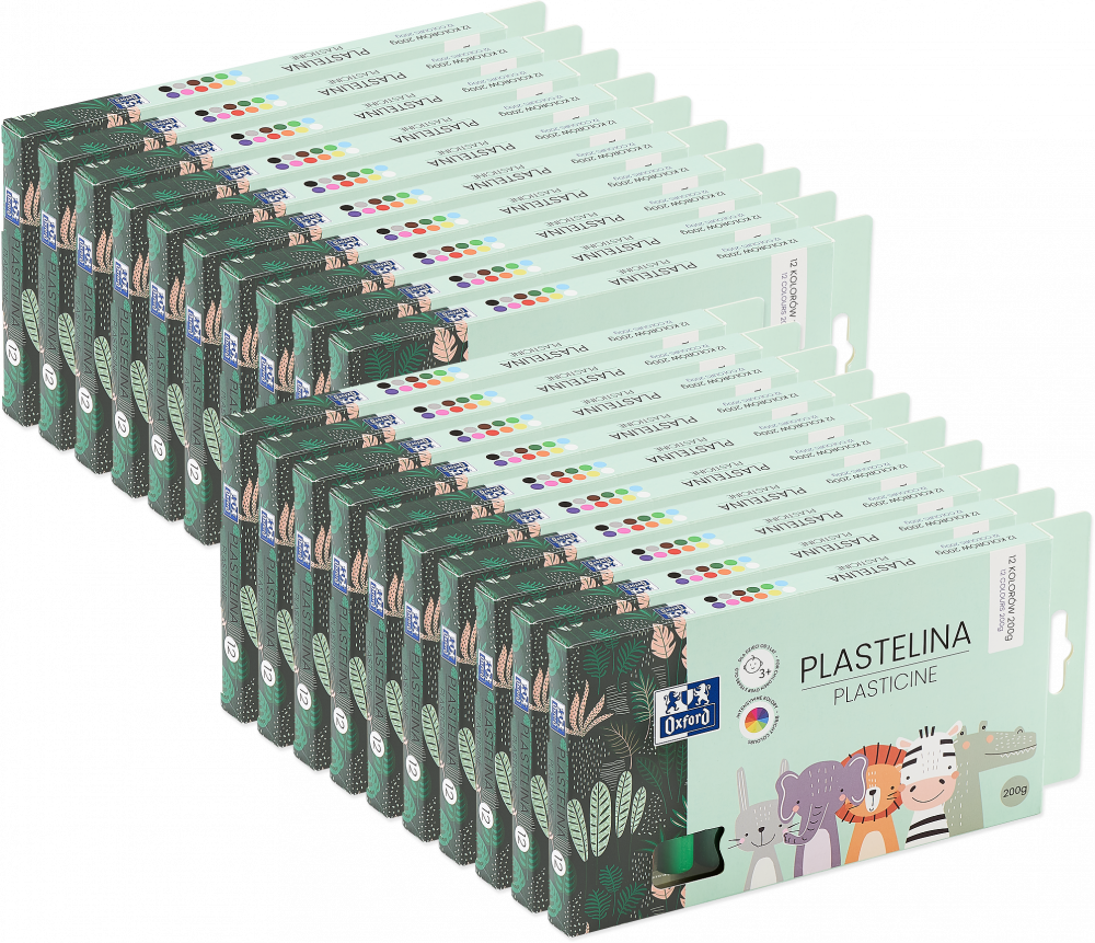 20x Plastelina Oxford Kids, mix kolorów, 12 kolorów, 200 g