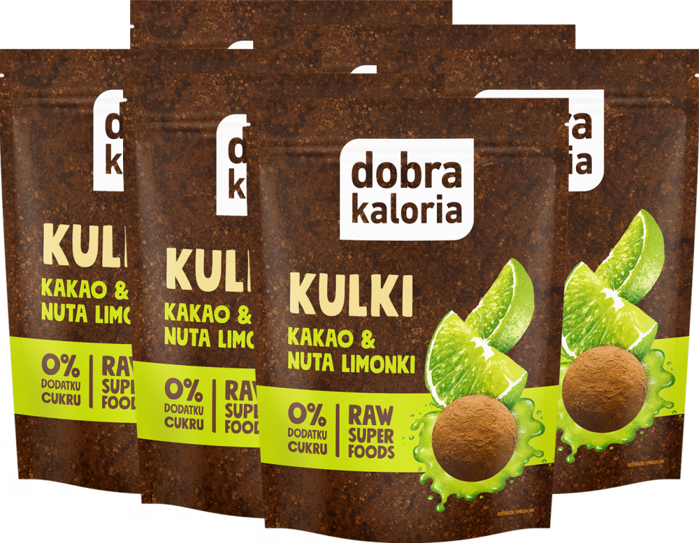 6x Kulki kakaowe dobra kaloria, kakao i nuta limonki, 65g
