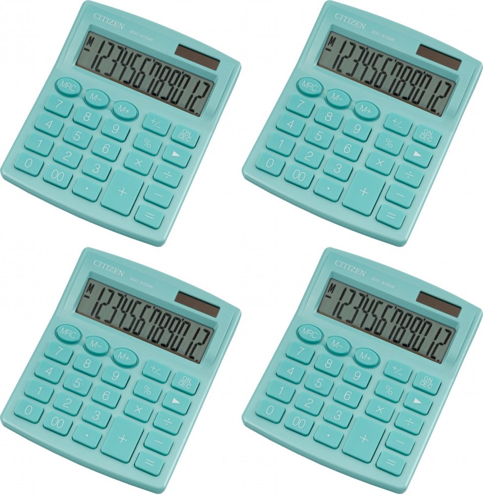 4x Kalkulator biurowy Citizen SDC-812, 12 cyfr, zielony
