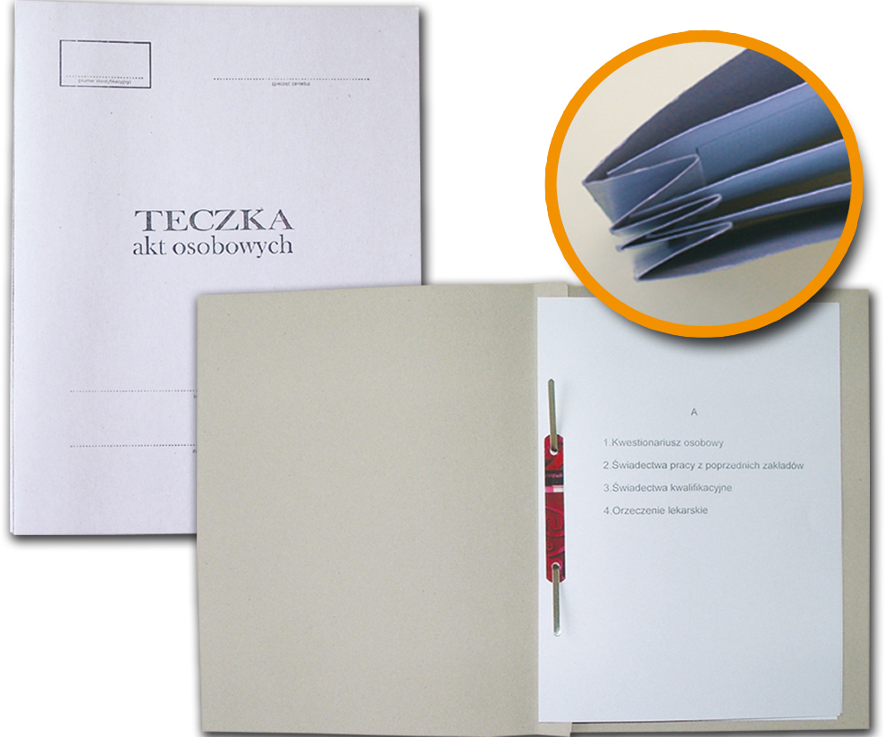 Teczka do akt osobowych Barbara, A4, tekturowa, 300g/m2, 5 przekładek ABCDE, biały