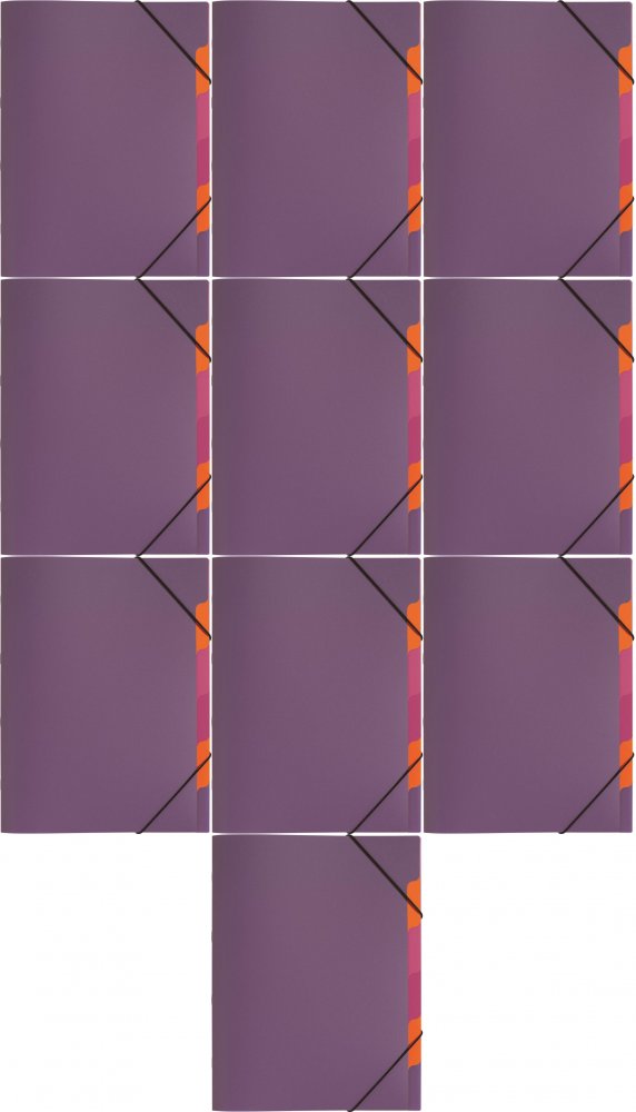 10x Teczka z przegródkami Pagna, A4, 5 przekładek, liliowy