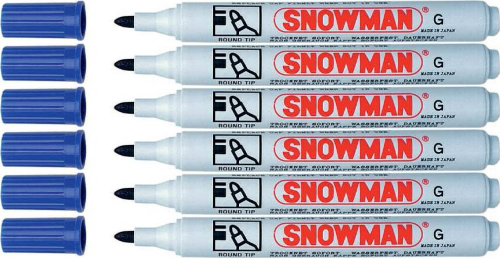 6x Marker permanentny Snowman, okrągła, niebieski