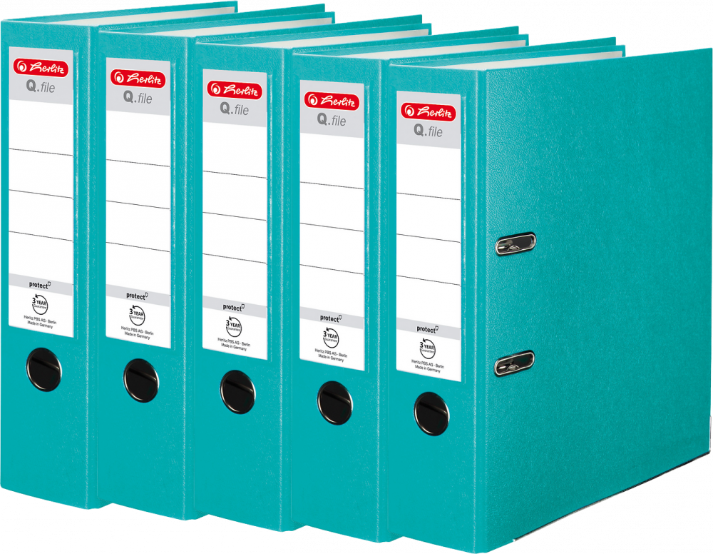 5x Segregator A4 Herlitz Q.file, 80mm, turkusowy