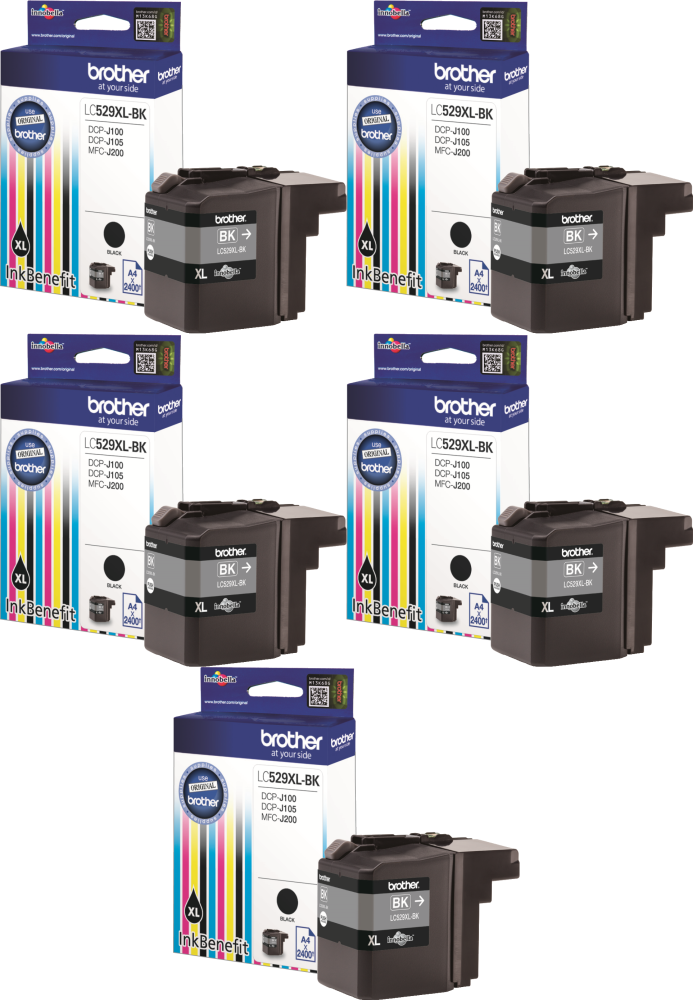 5x Tusz Brother (LC529XLBK), 2400 stron, black (czarny)