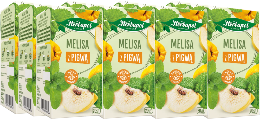 12x Herbata ziołowa w torebkach Herbapol Zielnik Polski, melisa z pigwą, 20sztuk x1.75 g