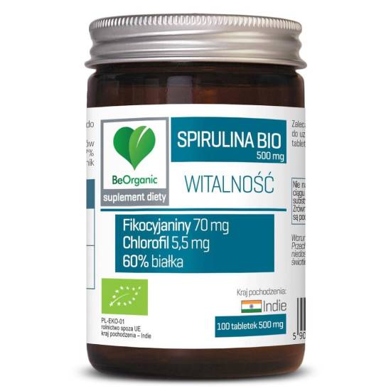 Beorganic spirulina bio 500 mg, 100 tabletek
