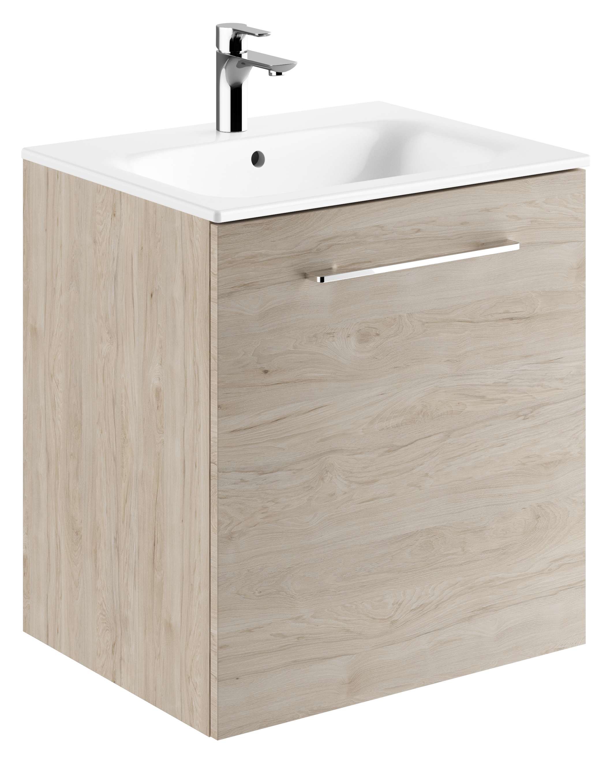 Geberit Selnova Square Slim umywalka z szafką 60 cm zestaw meblowy orzech włoski hickory jasny 501.255.00.1