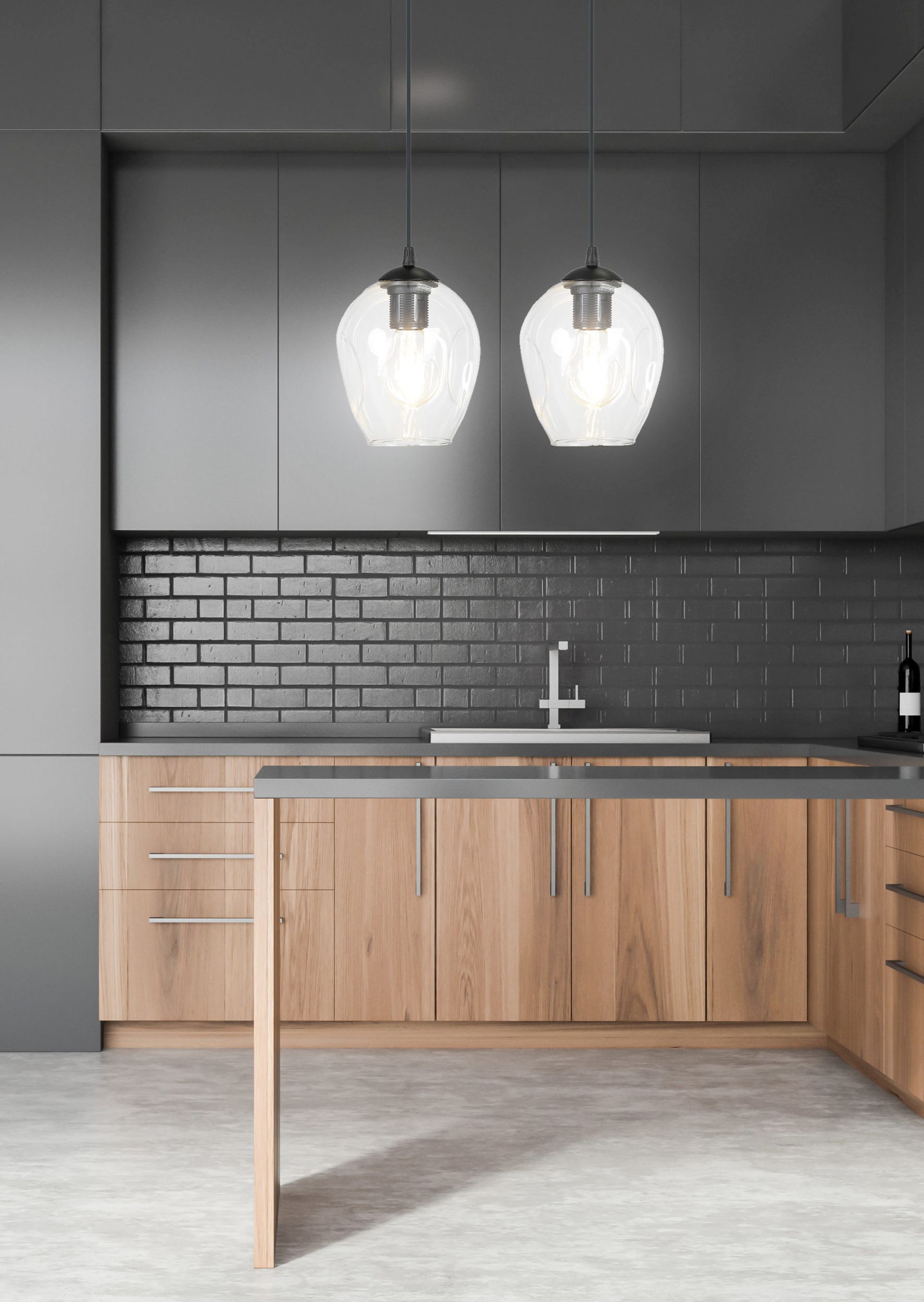 Emibig Istar lampa wisząca 2x15 W czarna-przezroczysta 679/2