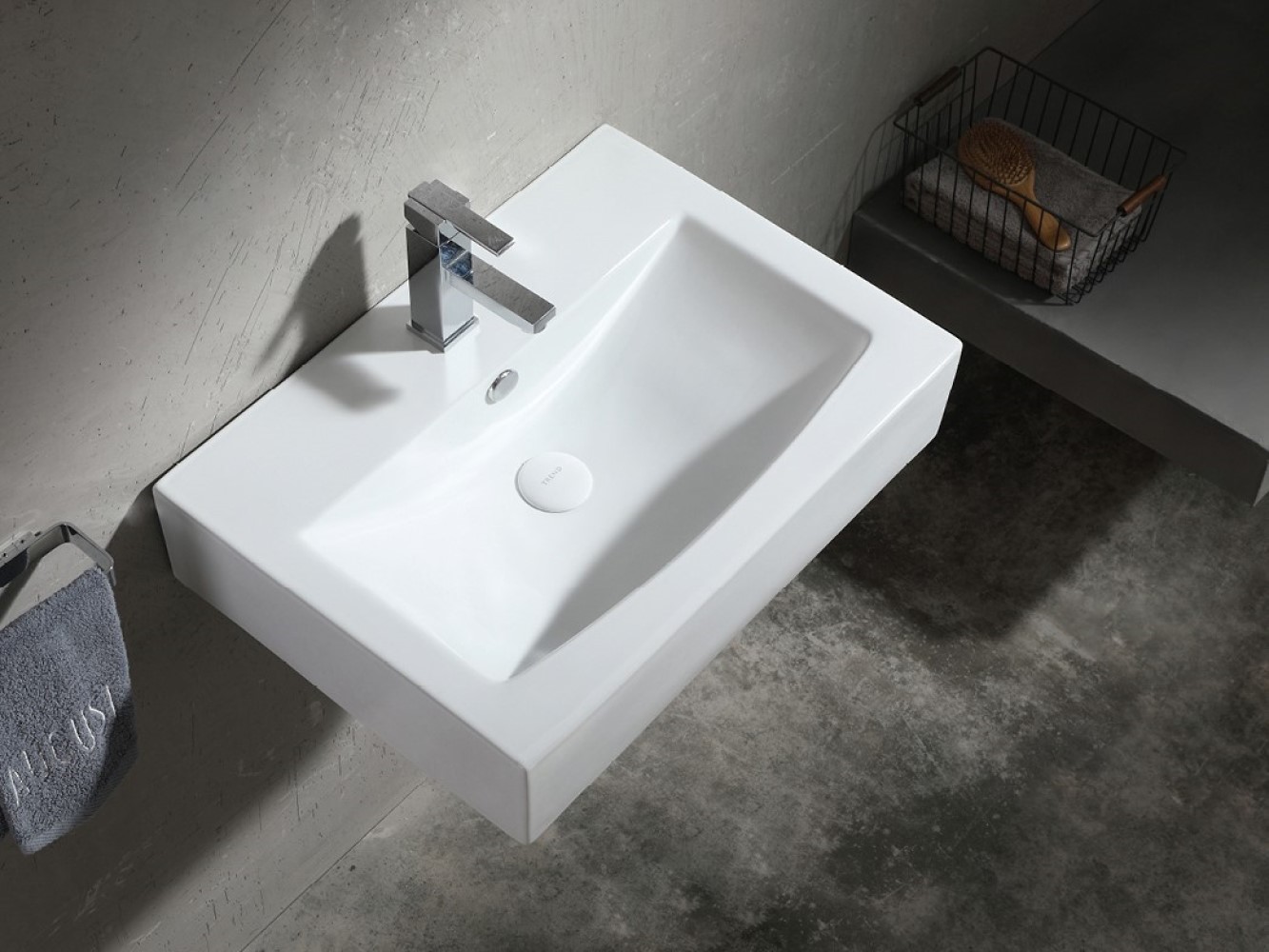 Uptrend Fortis umywalka 54x40,5 cm nablatowa prostokątna biały połysk TR4394