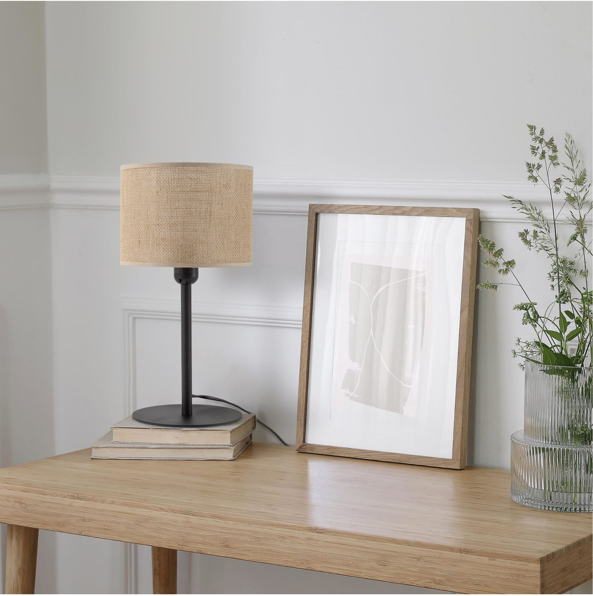 TK Lighting Juta lampa stołowa 1x15 W czarna-juta 5552